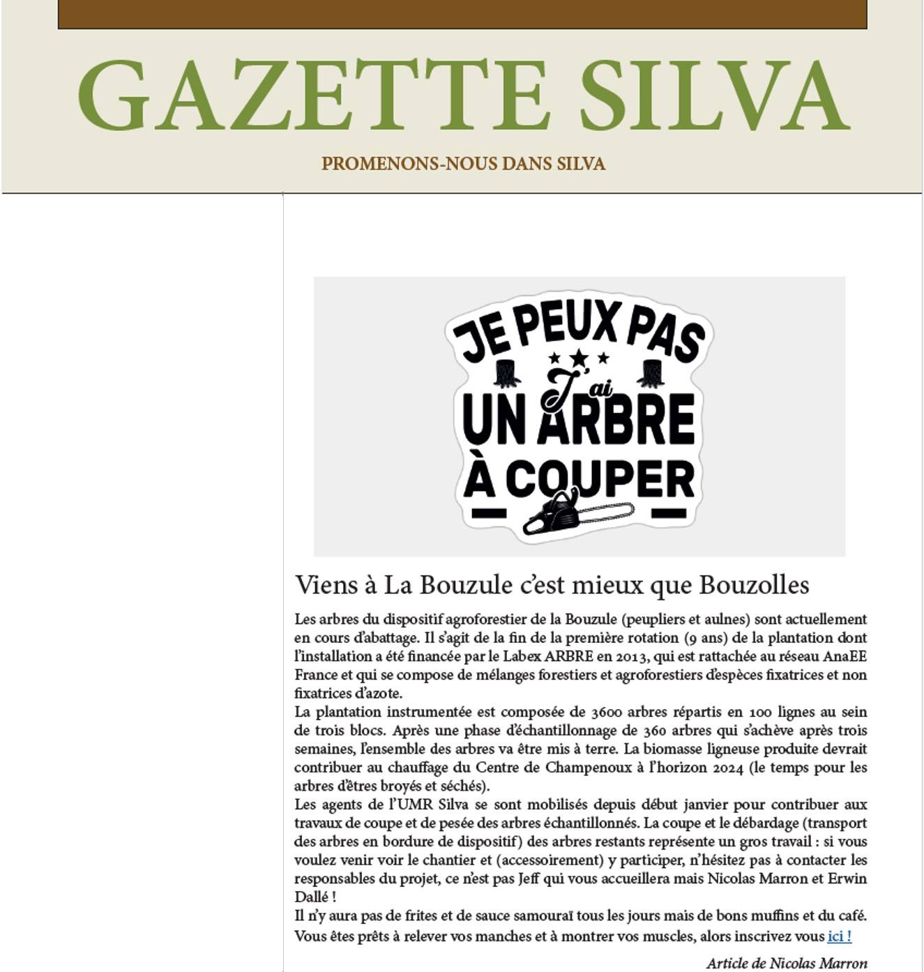 Edito de la gazette Silva du 10 février 2023